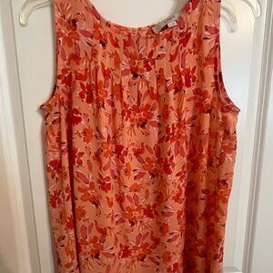 LOFT Women's Sleeveless Floral Blouse - Coral and Red